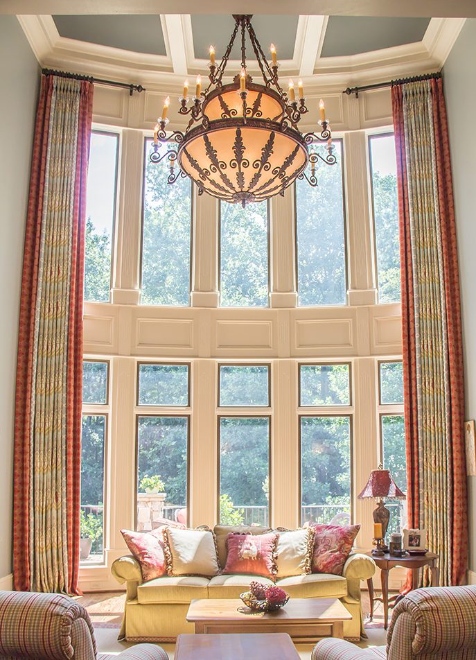 Formal sitting room with custom curtains